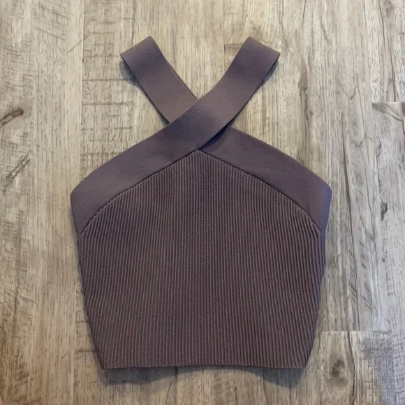 SOLD Babaton brown wrap top - Picture 1 of 2